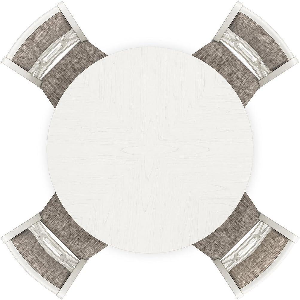 imageSignature Design by Ashley Erinberg Casual Dining Table and 4 Upholstered Chairs with Lower Shelf Set of 5 Antique White amp Light Gray