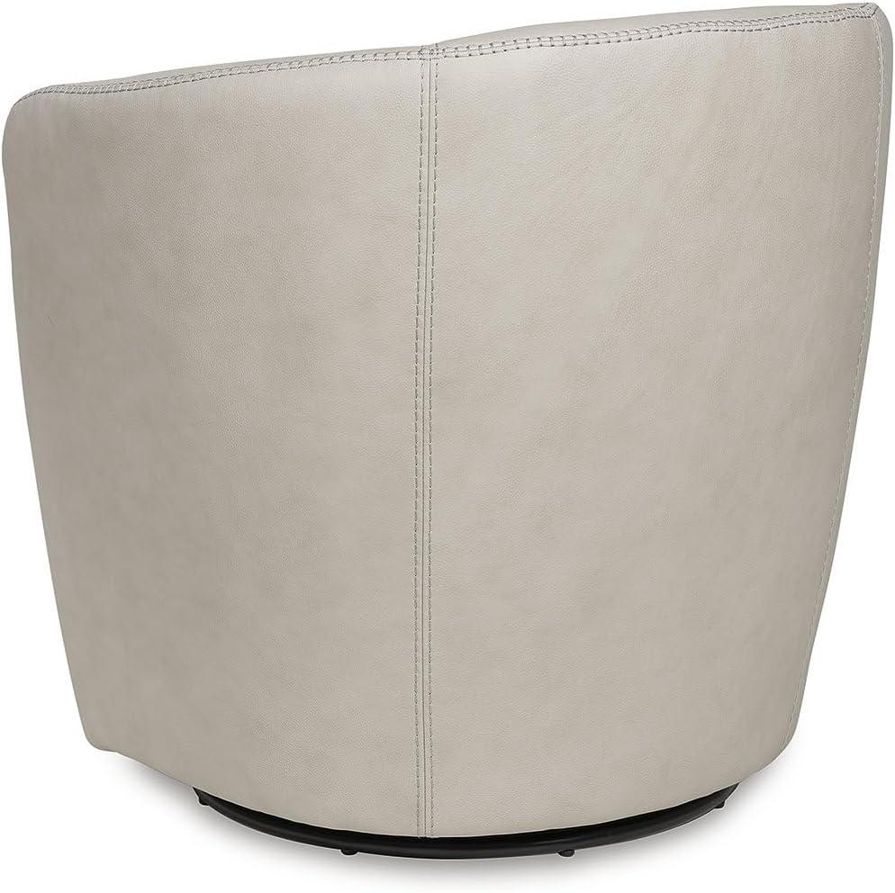 imageSignature Design by Ashley Kierreys Contemporary Leather Upholstered Swivel Accent Chair White