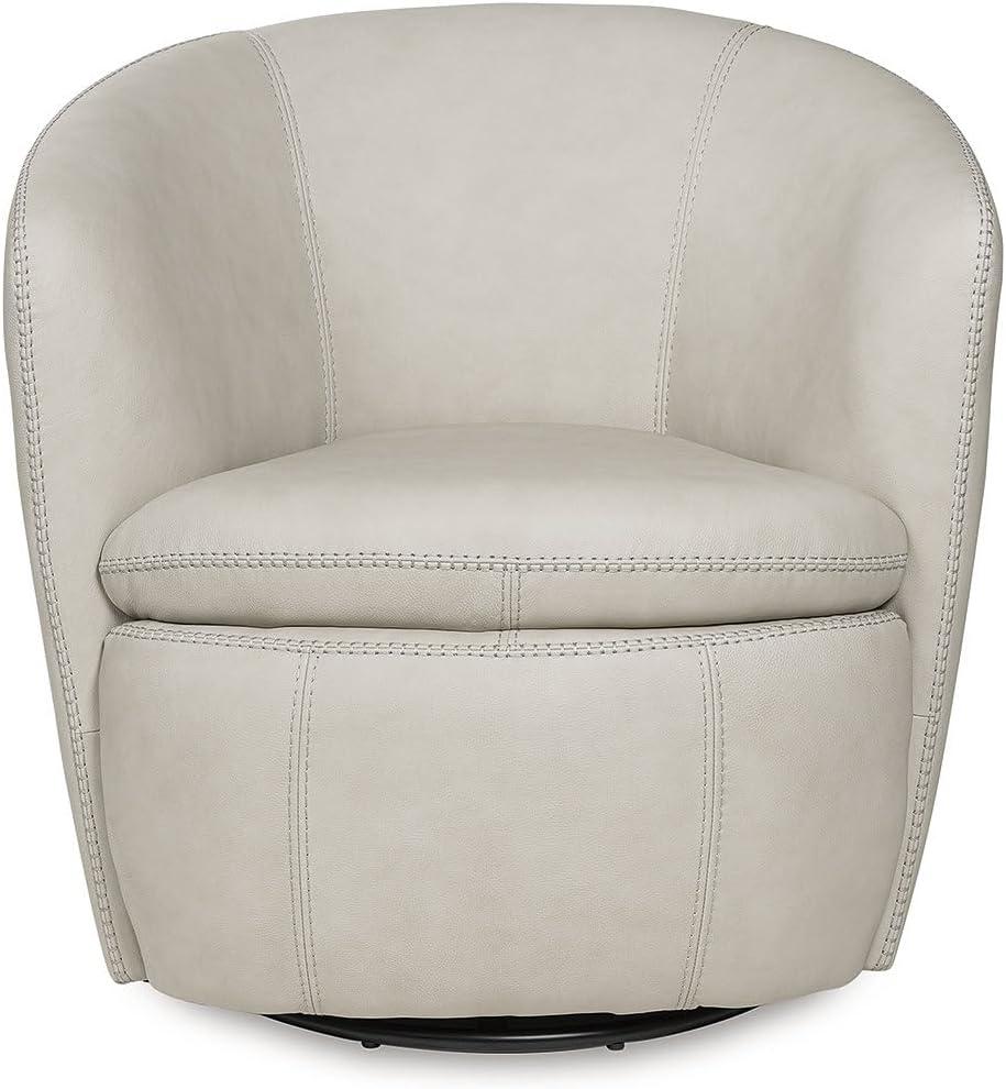 imageSignature Design by Ashley Kierreys Contemporary Leather Upholstered Swivel Accent Chair White