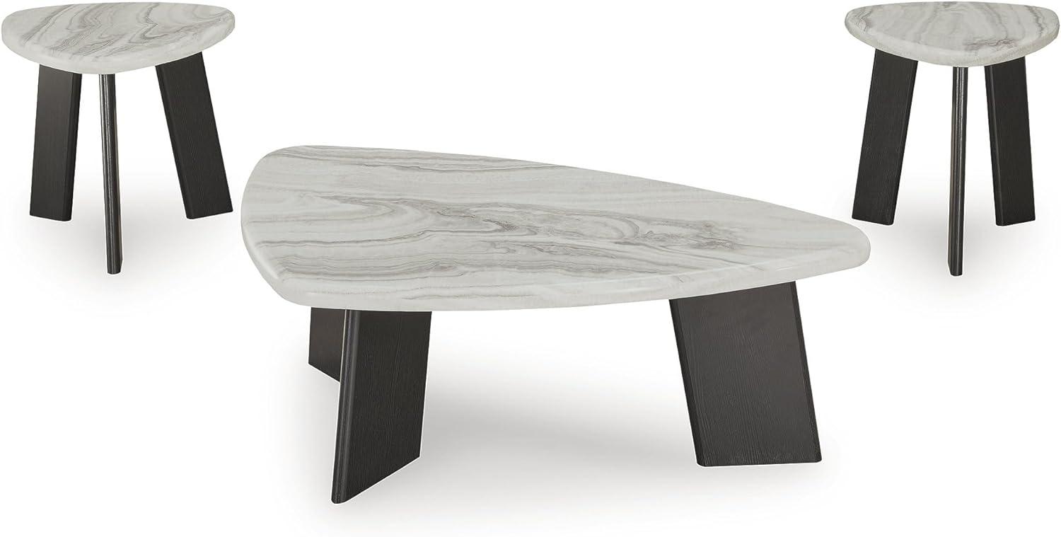imageSignature Design by Ashley Lilyberg Contemporary Table with Faux Marble Top Set of 3 Light Gray amp Black