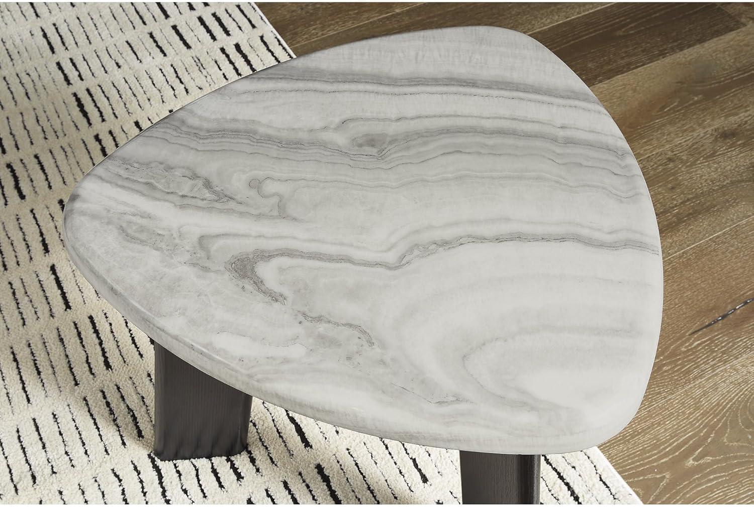 imageSignature Design by Ashley Lilyberg Contemporary Table with Faux Marble Top Set of 3 Light Gray amp Black