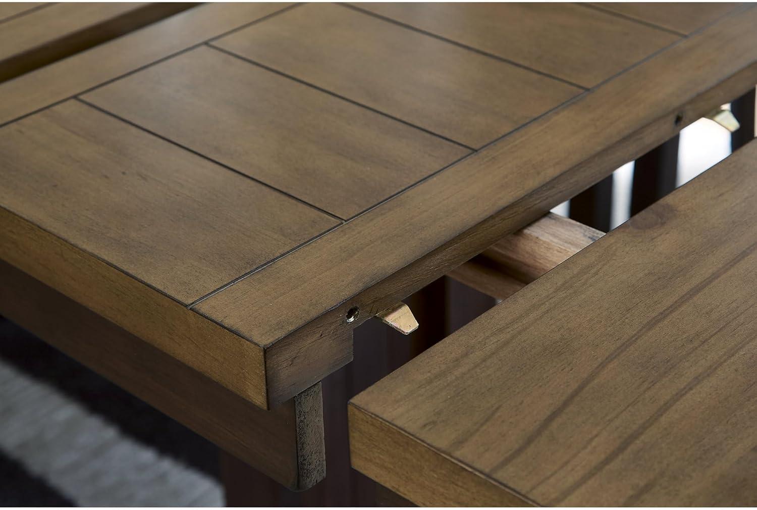 imageSignature Design by Ashley Sharlander Transitional Counter Height Dining Extension Table with 2 Removable End Leaves Seats Up to 8 Light Brown amp Dark Brown