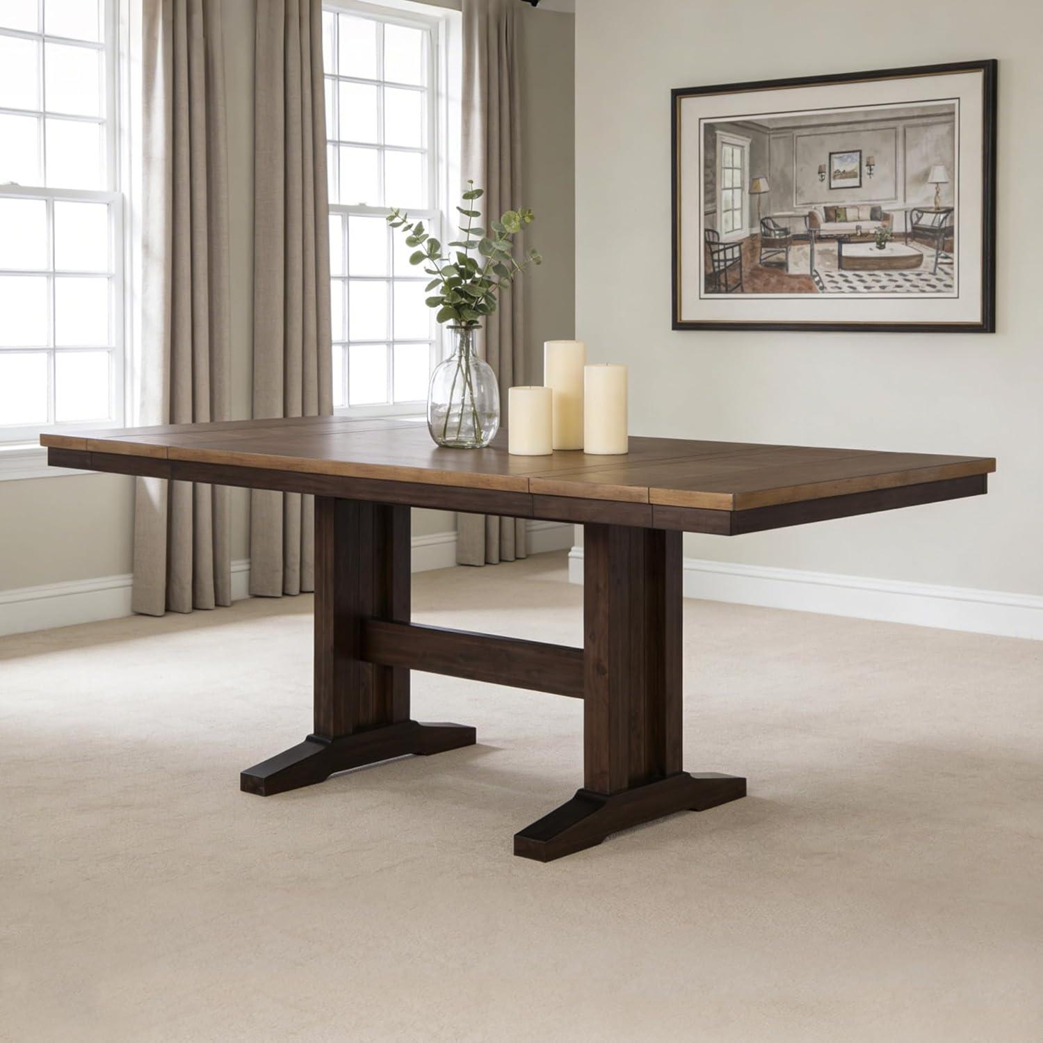 imageSignature Design by Ashley Sharlander Transitional Counter Height Dining Extension Table with 2 Removable End Leaves Seats Up to 8 Light Brown amp Dark Brown