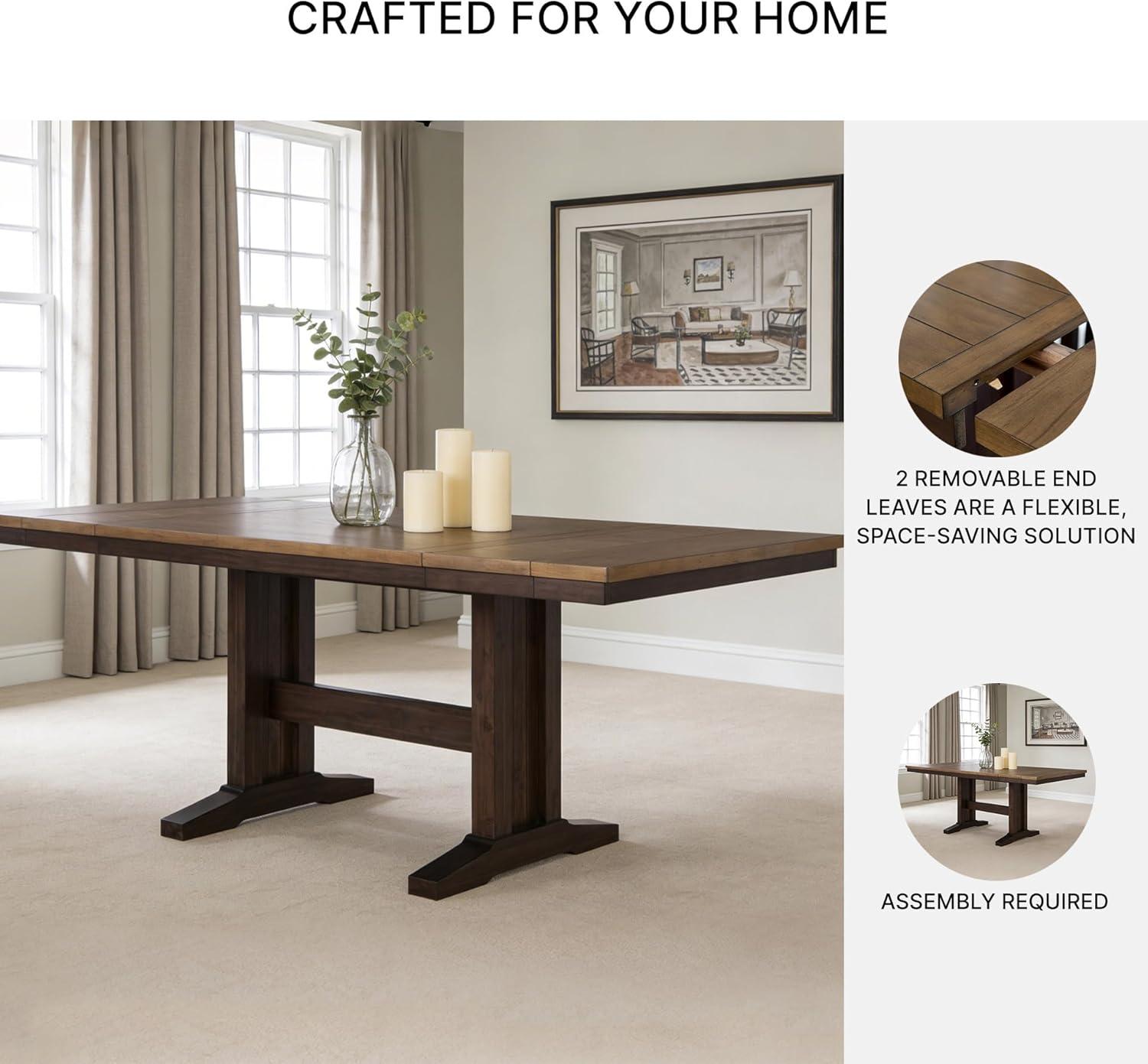 imageSignature Design by Ashley Sharlander Transitional Counter Height Dining Extension Table with 2 Removable End Leaves Seats Up to 8 Light Brown amp Dark Brown