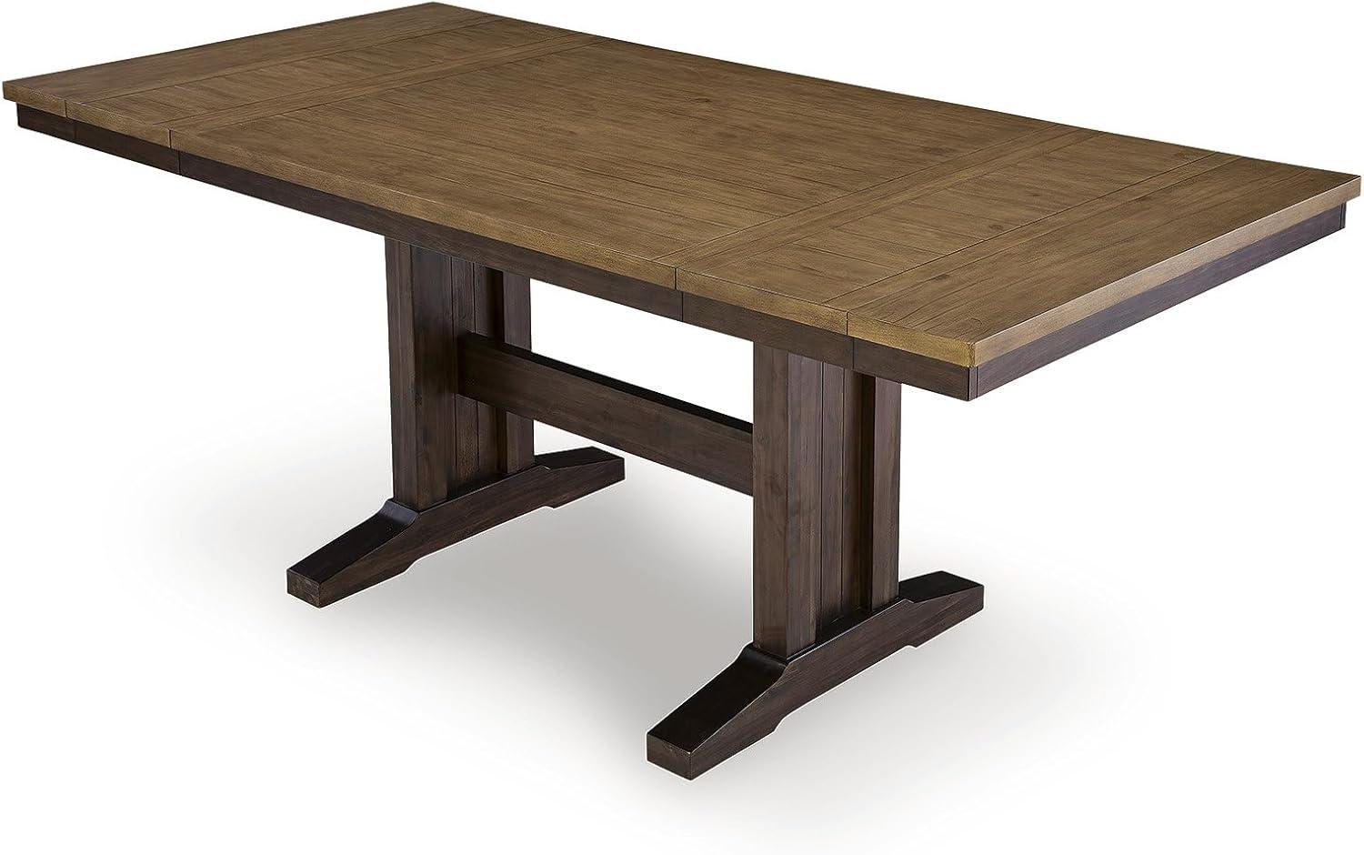imageSignature Design by Ashley Sharlander Transitional Counter Height Dining Extension Table with 2 Removable End Leaves Seats Up to 8 Light Brown amp Dark Brown