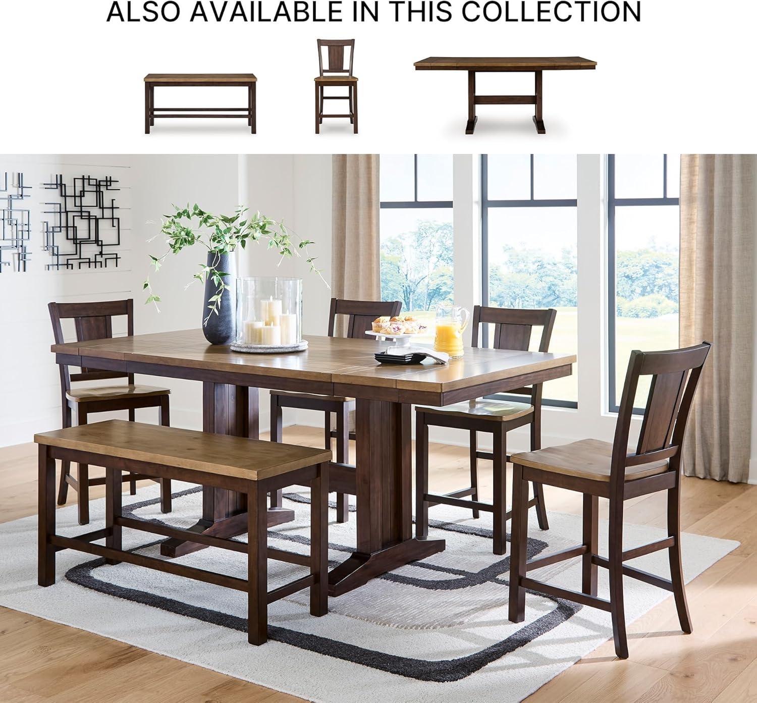 imageSignature Design by Ashley Sharlander Transitional Counter Height Dining Extension Table with 2 Removable End Leaves Seats Up to 8 Light Brown amp Dark Brown