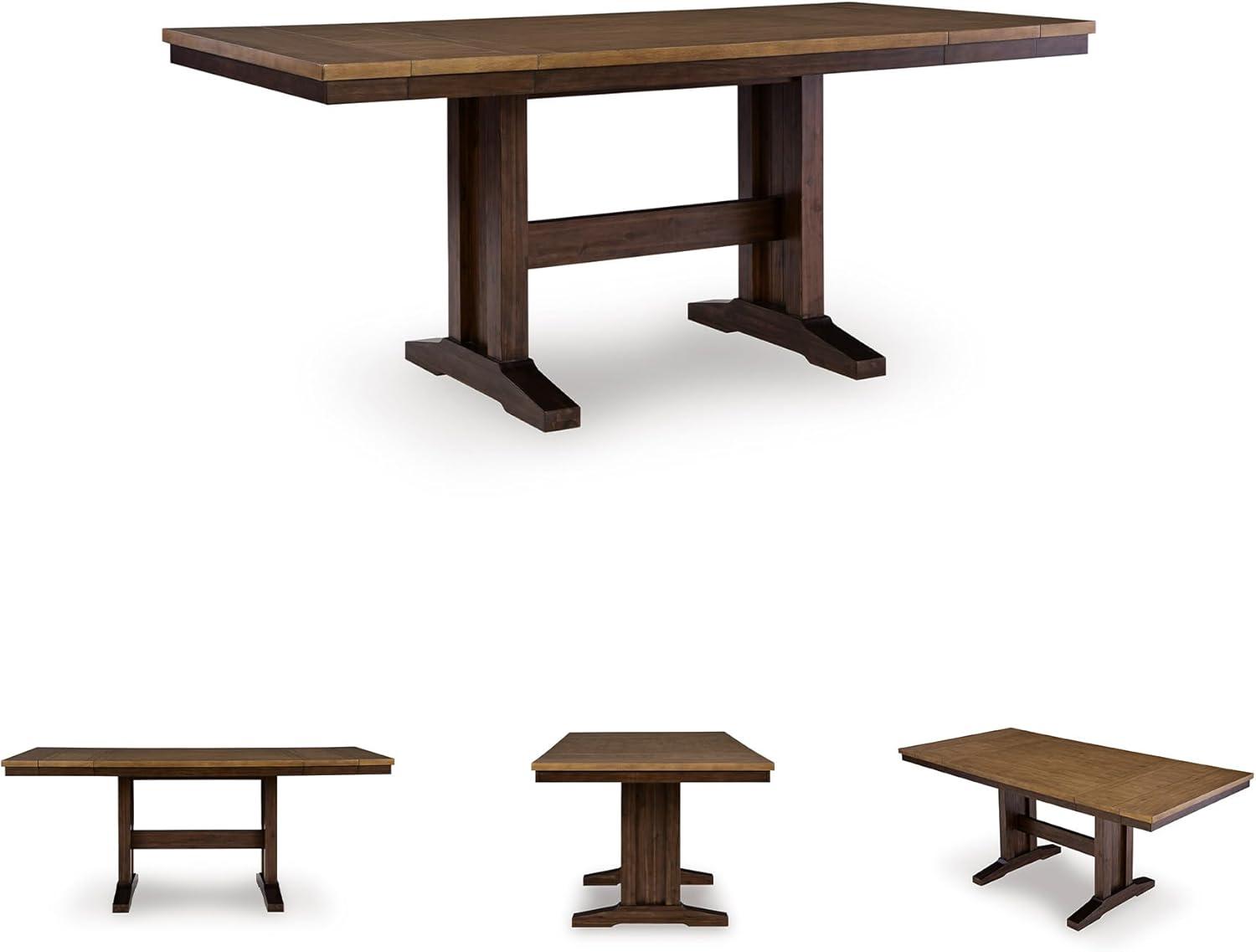 imageSignature Design by Ashley Sharlander Transitional Counter Height Dining Extension Table with 2 Removable End Leaves Seats Up to 8 Light Brown amp Dark Brown
