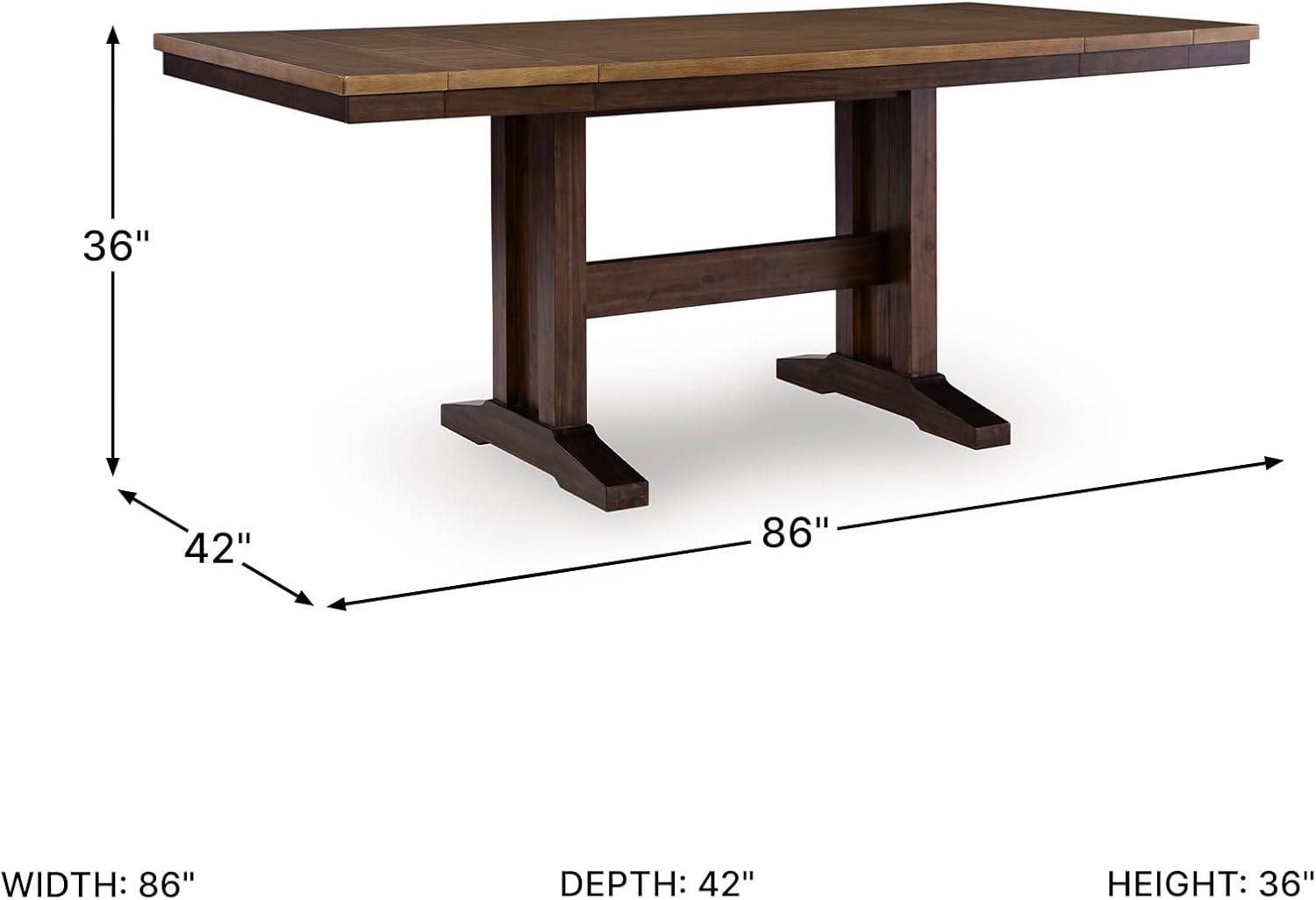 imageSignature Design by Ashley Sharlander Transitional Counter Height Dining Extension Table with 2 Removable End Leaves Seats Up to 8 Light Brown amp Dark Brown