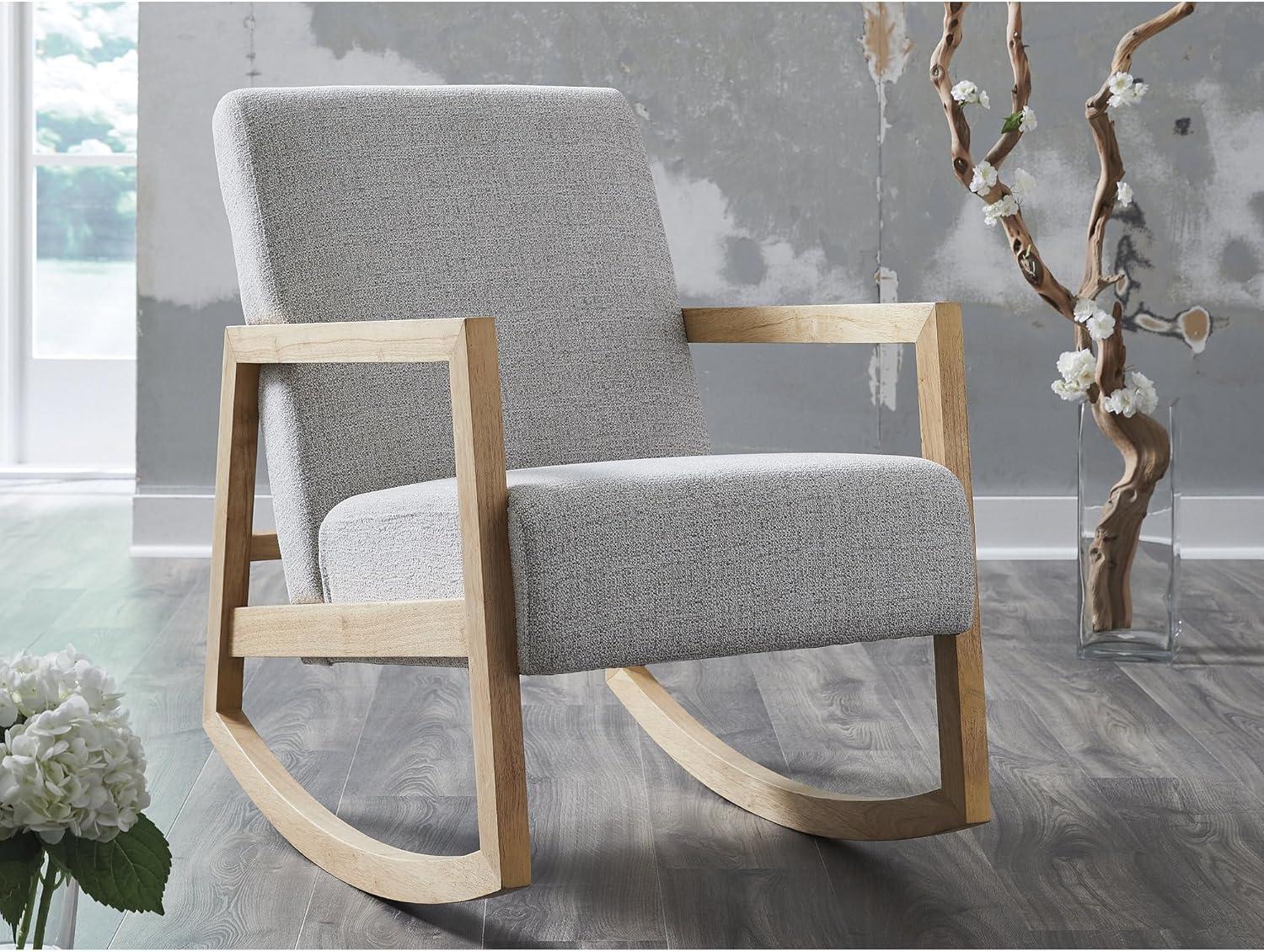 imageSignature Design by Ashley Wychworth Casual Upholstered Rocker Accent Chair Light Gray amp Light Brown