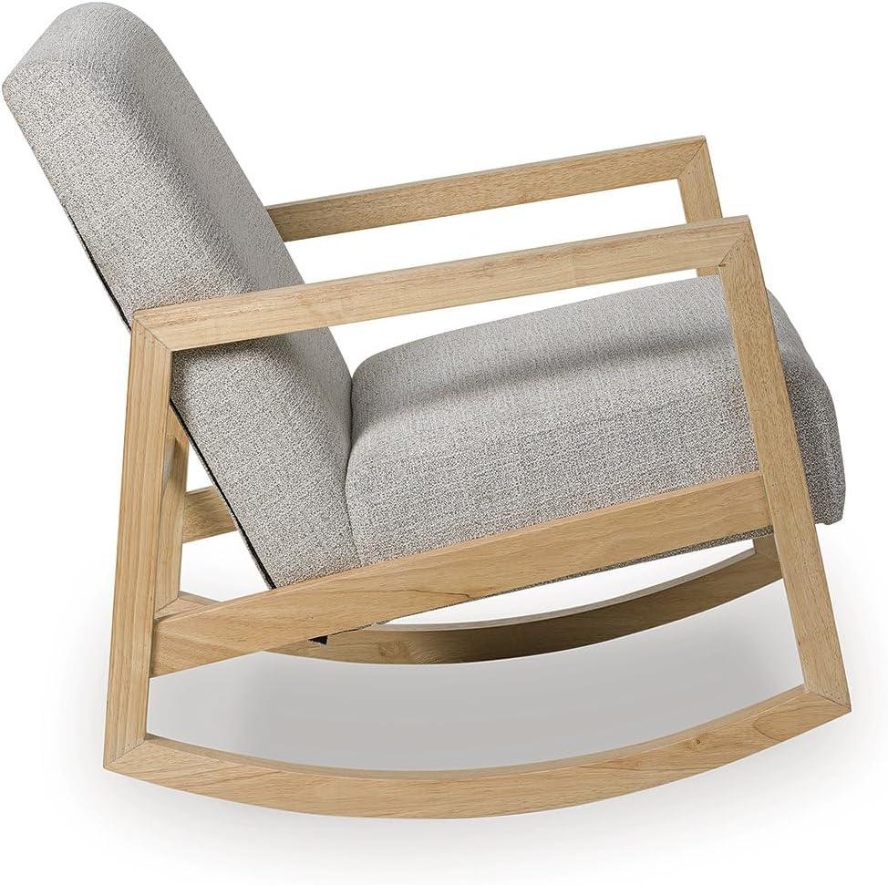 imageSignature Design by Ashley Wychworth Casual Upholstered Rocker Accent Chair Light Gray amp Light Brown