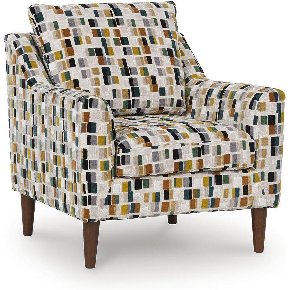 imageSignature Design by Ashley Fenna Contemporary Upholstered Accent Chair with Geometric Pattern Orange amp Yellow