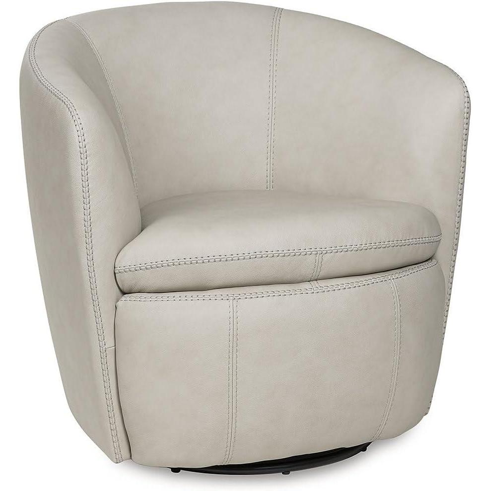 imageSignature Design by Ashley Kierreys Contemporary Leather Upholstered Swivel Accent Chair White