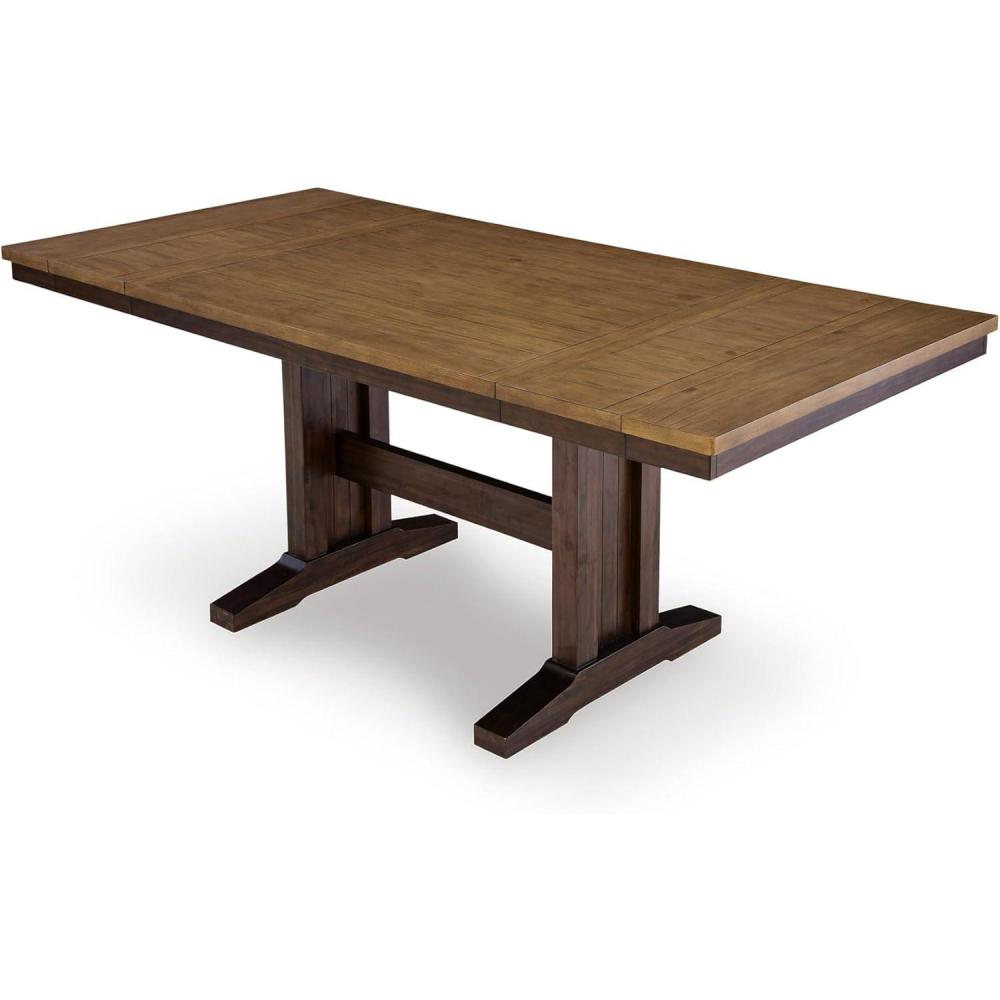 imageSignature Design by Ashley Sharlander Transitional Counter Height Dining Extension Table with 2 Removable End Leaves Seats Up to 8 Light Brown amp Dark Brown