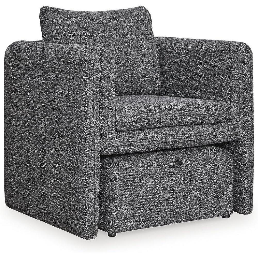 imageSignature Design by Ashley Vreni Casual Upholstered Accent Chair and Ottoman Charcoal amp Black