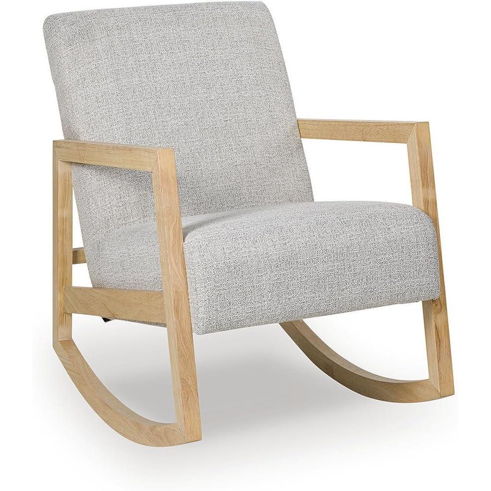 imageSignature Design by Ashley Wychworth Casual Upholstered Rocker Accent Chair Light Gray amp Light Brown