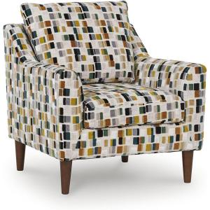 Signature Design by Ashley Fenna Contemporary Upholstered Accent Chair with Geometric Pattern, Orange & Yellow