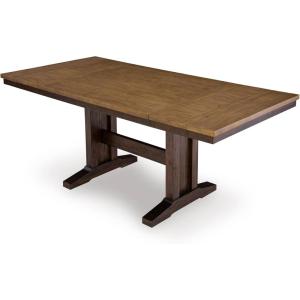 Signature Design by Ashley Sharlander Transitional Counter Height Dining Extension Table with 2 Removable End Leaves, Seats Up to 8, Light Brown & Dark Brown