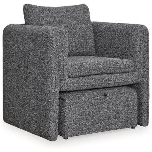 Signature Design by Ashley Vreni Casual Upholstered Accent Chair and Ottoman, Charcoal & Black