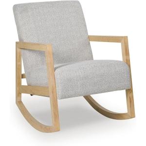 Signature Design by Ashley Wychworth Casual Upholstered Rocker Accent Chair, Light Gray & Light Brown