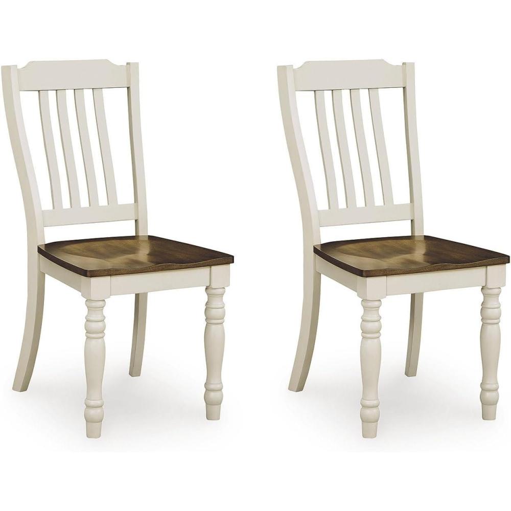 imageSignature Design by Ashley Waverun Casual Dining ChairSet of 2 White amp Dark Brown
