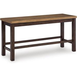 Signature Design by Ashley Sharlander Casual Counter Height Dining Bench with Foot Rest, Light Brown & Dark Brown