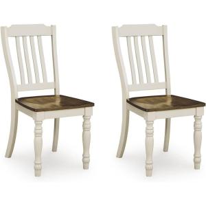 Signature Design by Ashley Waverun Casual Dining Chair,Set of 2, White & Dark Brown