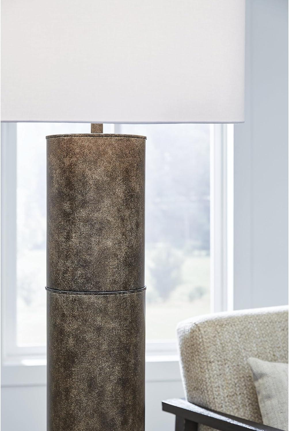 imageSignature Design by Ashley Jebson Contemporary Metal Floor Lamp with 3Way Switch Dark Brown amp White