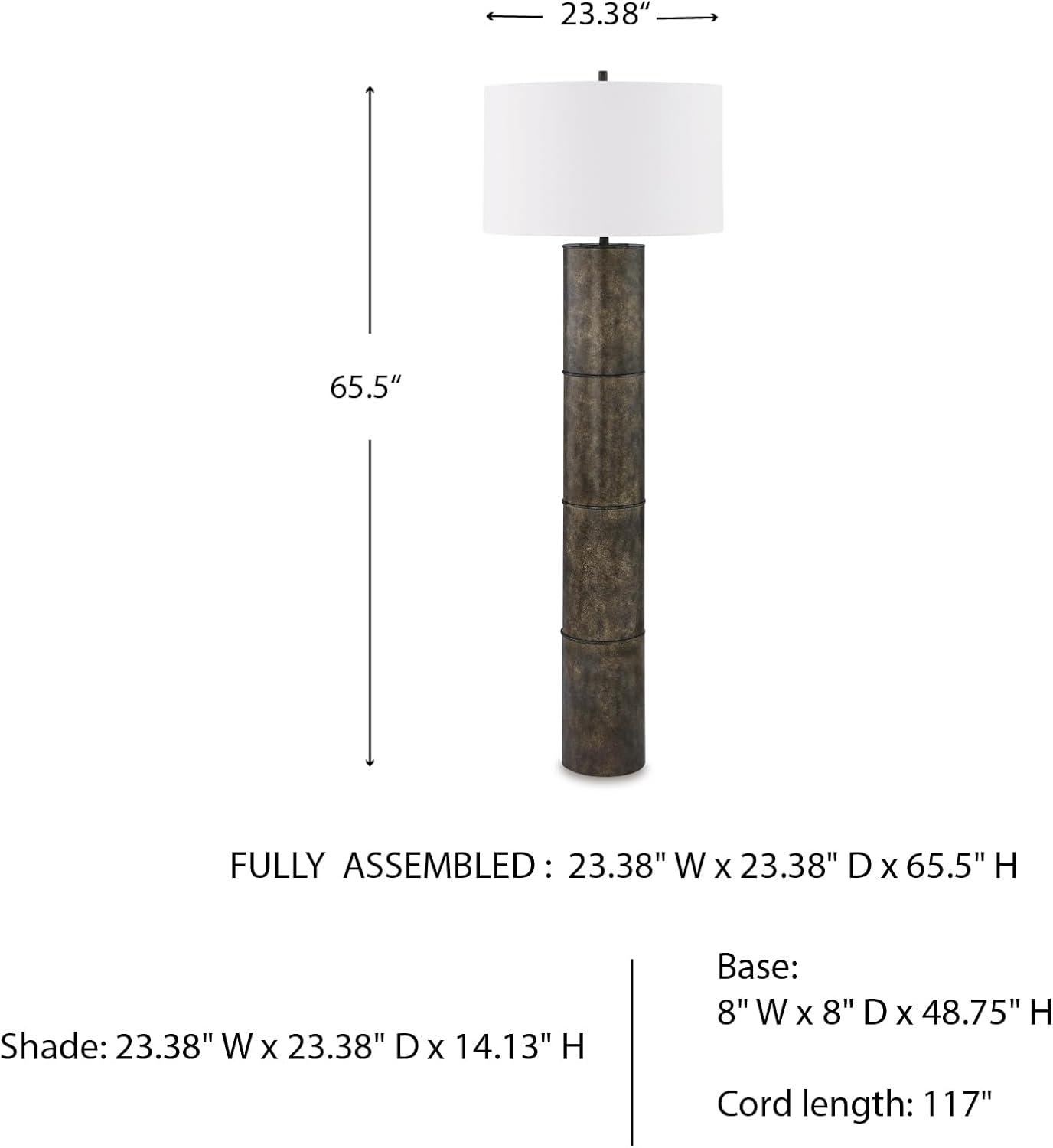 imageSignature Design by Ashley Jebson Contemporary Metal Floor Lamp with 3Way Switch Dark Brown amp White