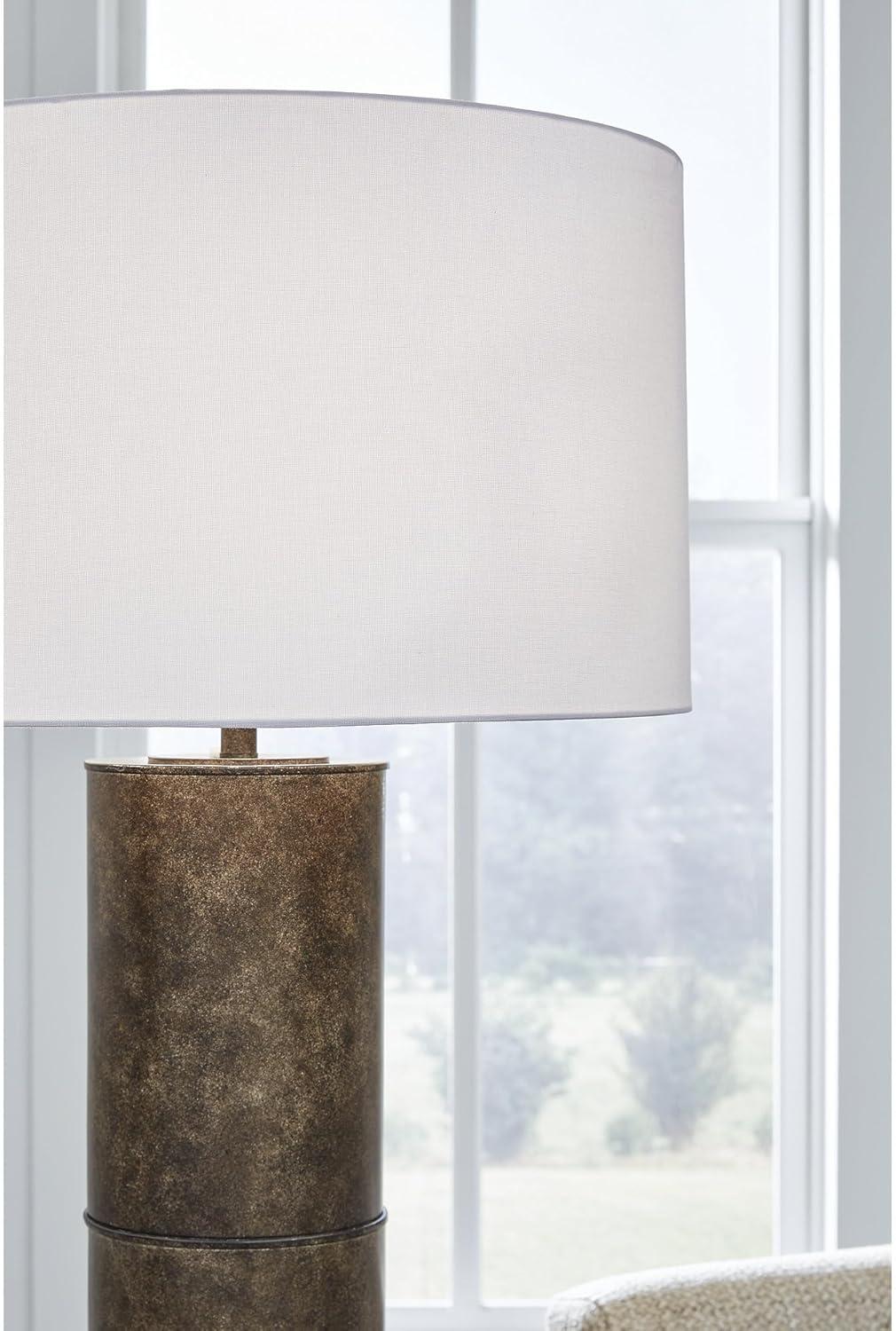 imageSignature Design by Ashley Jebson Contemporary Metal Floor Lamp with 3Way Switch Dark Brown amp White