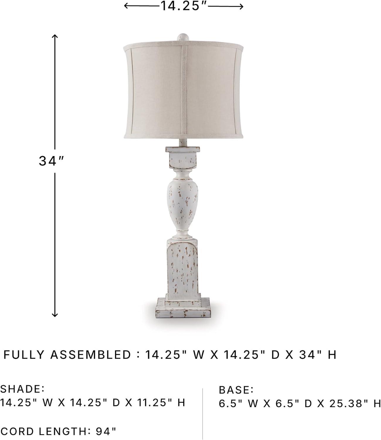 imageSignature Design by Ashley Jyllyard Contemporary Polyresin and Metal Table Lamp with 3Way Switch Light Brown amp MetallicAntique White