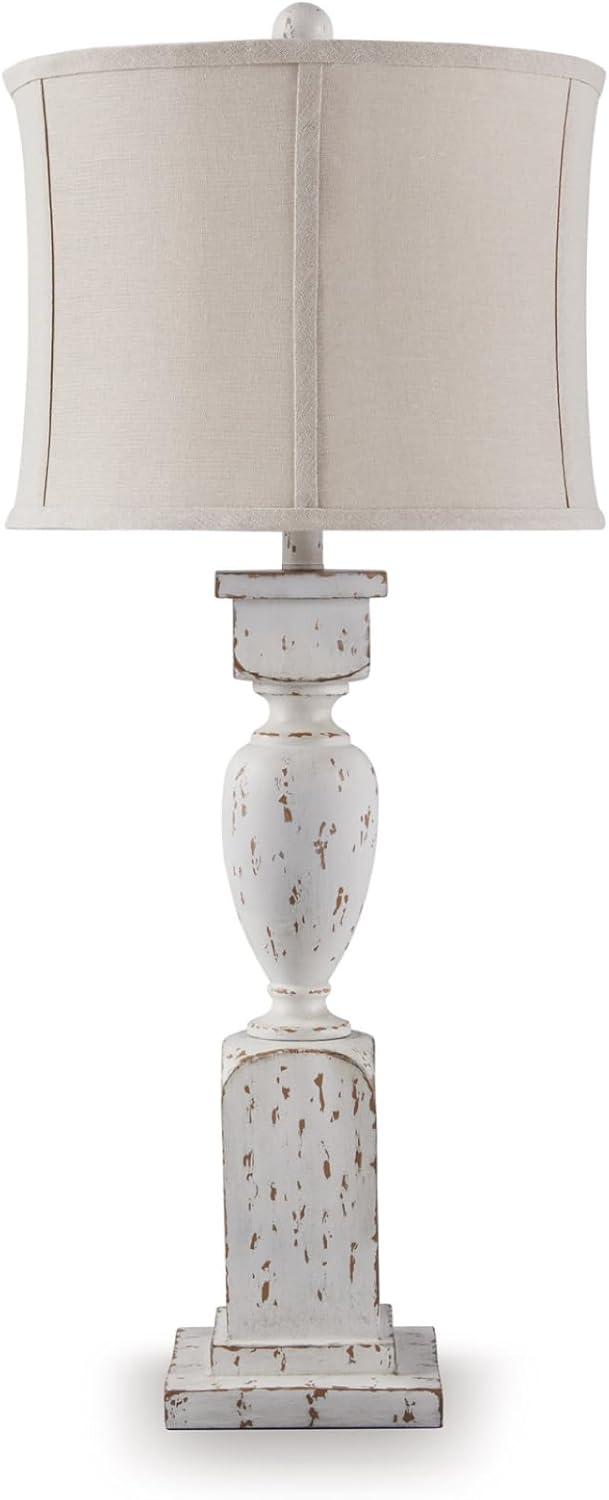 imageSignature Design by Ashley Jyllyard Contemporary Polyresin and Metal Table Lamp with 3Way Switch Light Brown amp MetallicAntique White