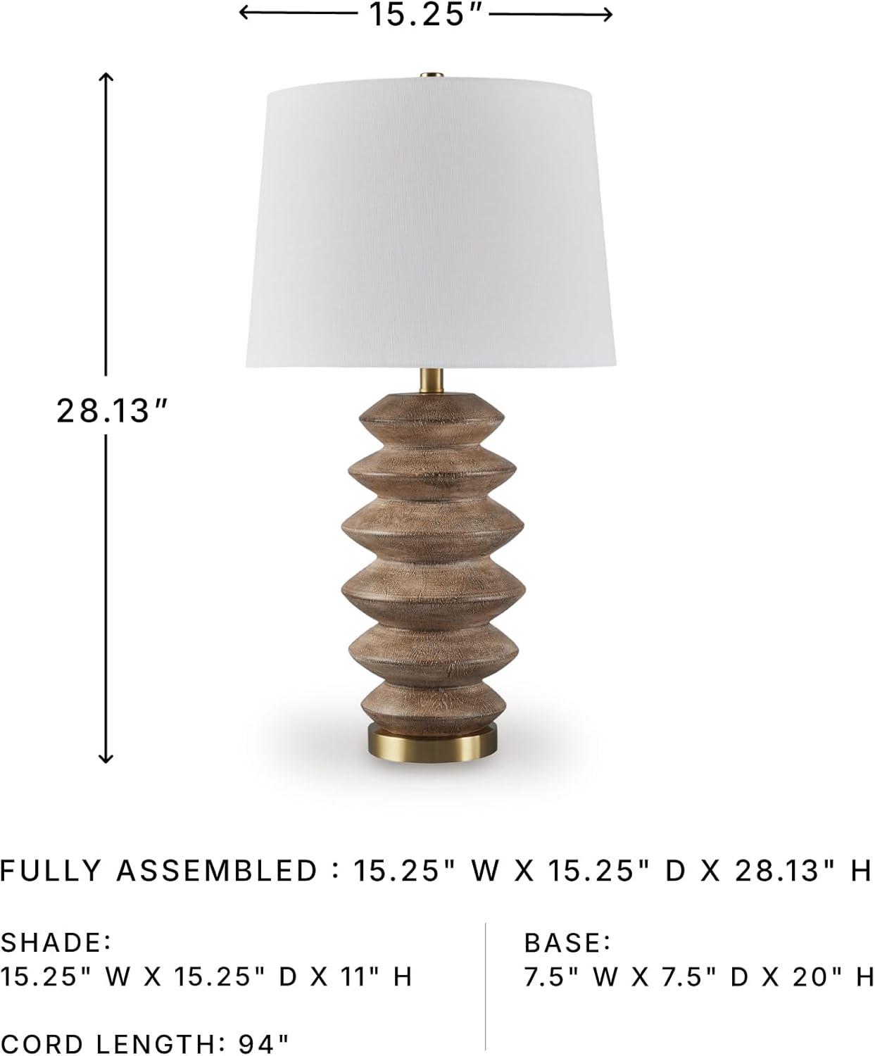 imageSignature Design by Ashley Jyllyard Contemporary Polyresin and Metal Table Lamp with 3Way Switch Light Brown amp MetallicBrownGold Finish
