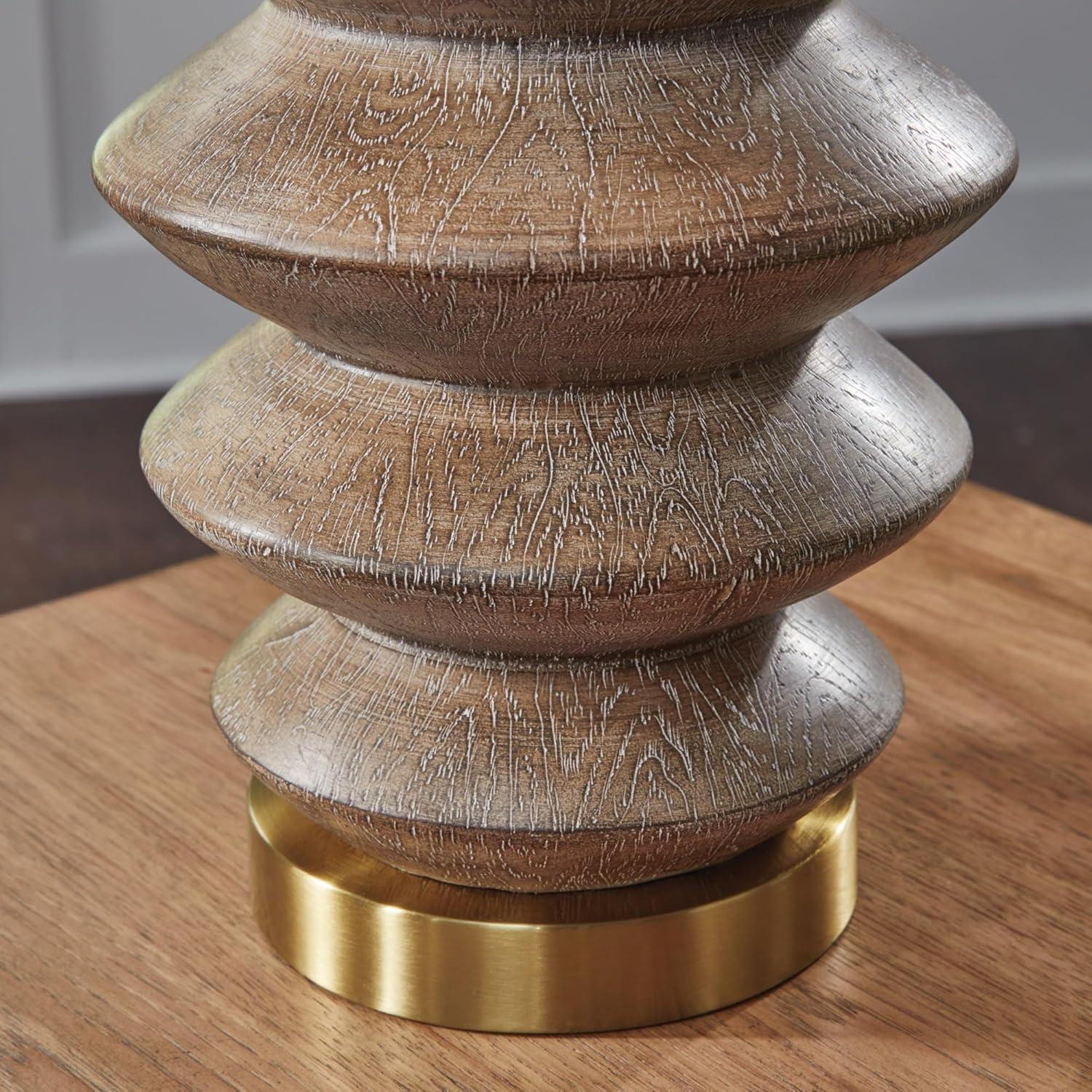imageSignature Design by Ashley Jyllyard Contemporary Polyresin and Metal Table Lamp with 3Way Switch Light Brown amp MetallicBrownGold Finish