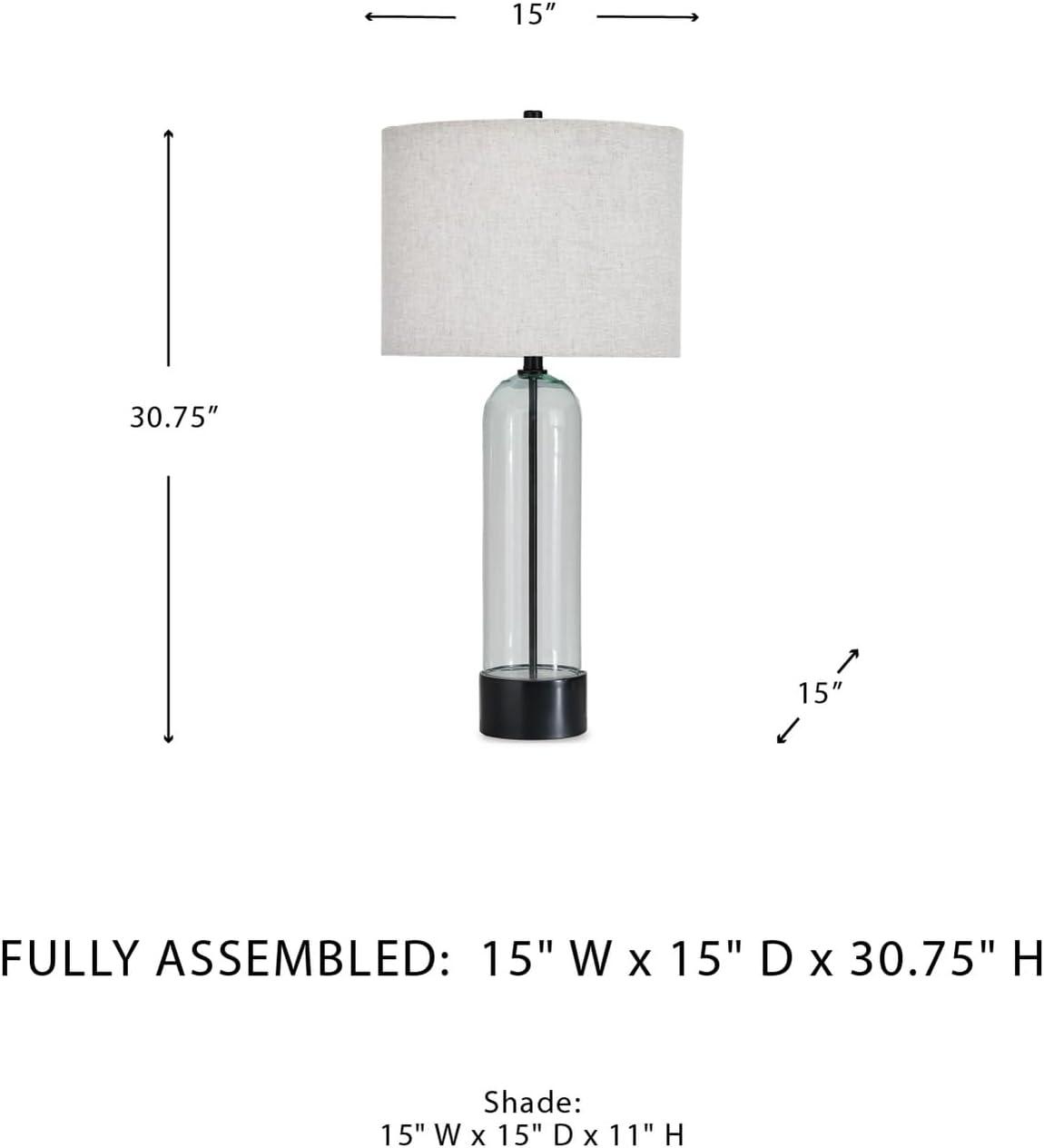 imageSignature Design by Ashley Kerrbrook Industrial Table Lamp with 3Way Switch and Drum Shade Glass amp Black