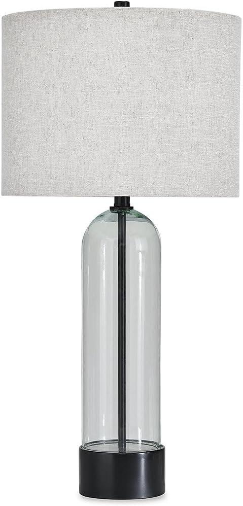 imageSignature Design by Ashley Kerrbrook Industrial Table Lamp with 3Way Switch and Drum Shade Glass amp Black