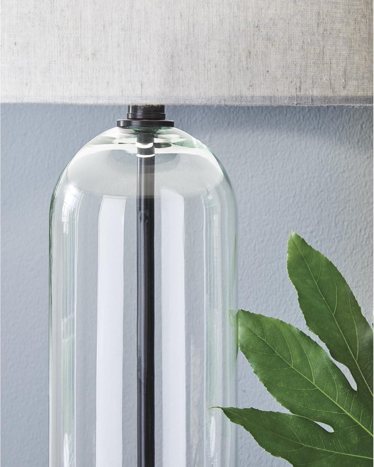 imageSignature Design by Ashley Kerrbrook Industrial Table Lamp with 3Way Switch and Drum Shade Glass amp Black