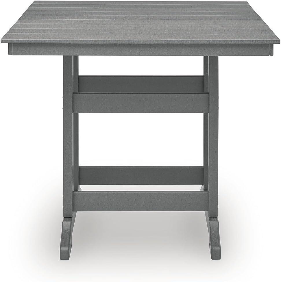 imageSignature Design by Ashley Ross Cove Casual Weather Resistant Outdoor Counter Height Dining Table with Umbrella Hole Gray