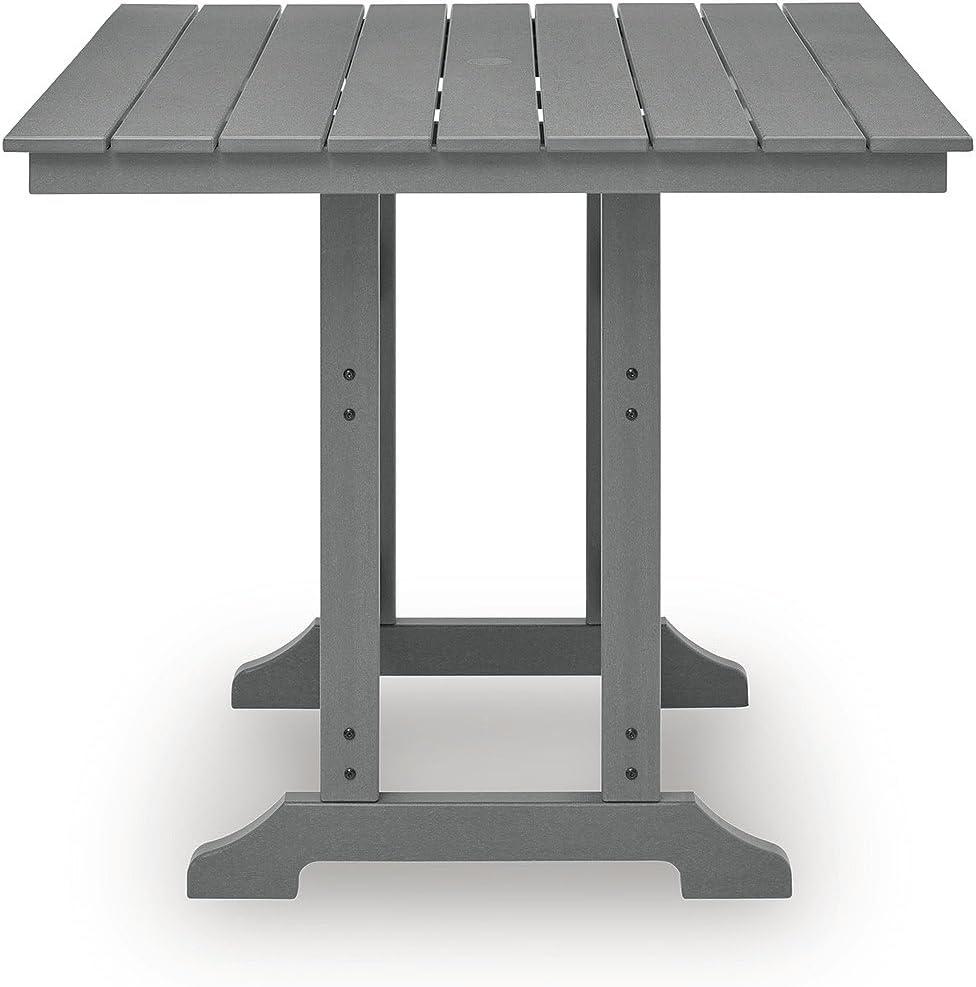 imageSignature Design by Ashley Ross Cove Casual Weather Resistant Outdoor Counter Height Dining Table with Umbrella Hole Gray