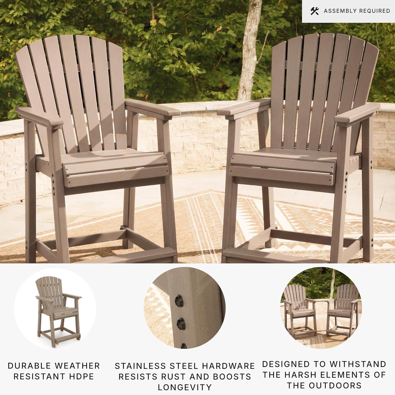 imageSignature Design by Ashley Sandy Dune Casual Weather Resistant Outdoor 25 Counter Height Bar Stool Set of 2 Medium Brown