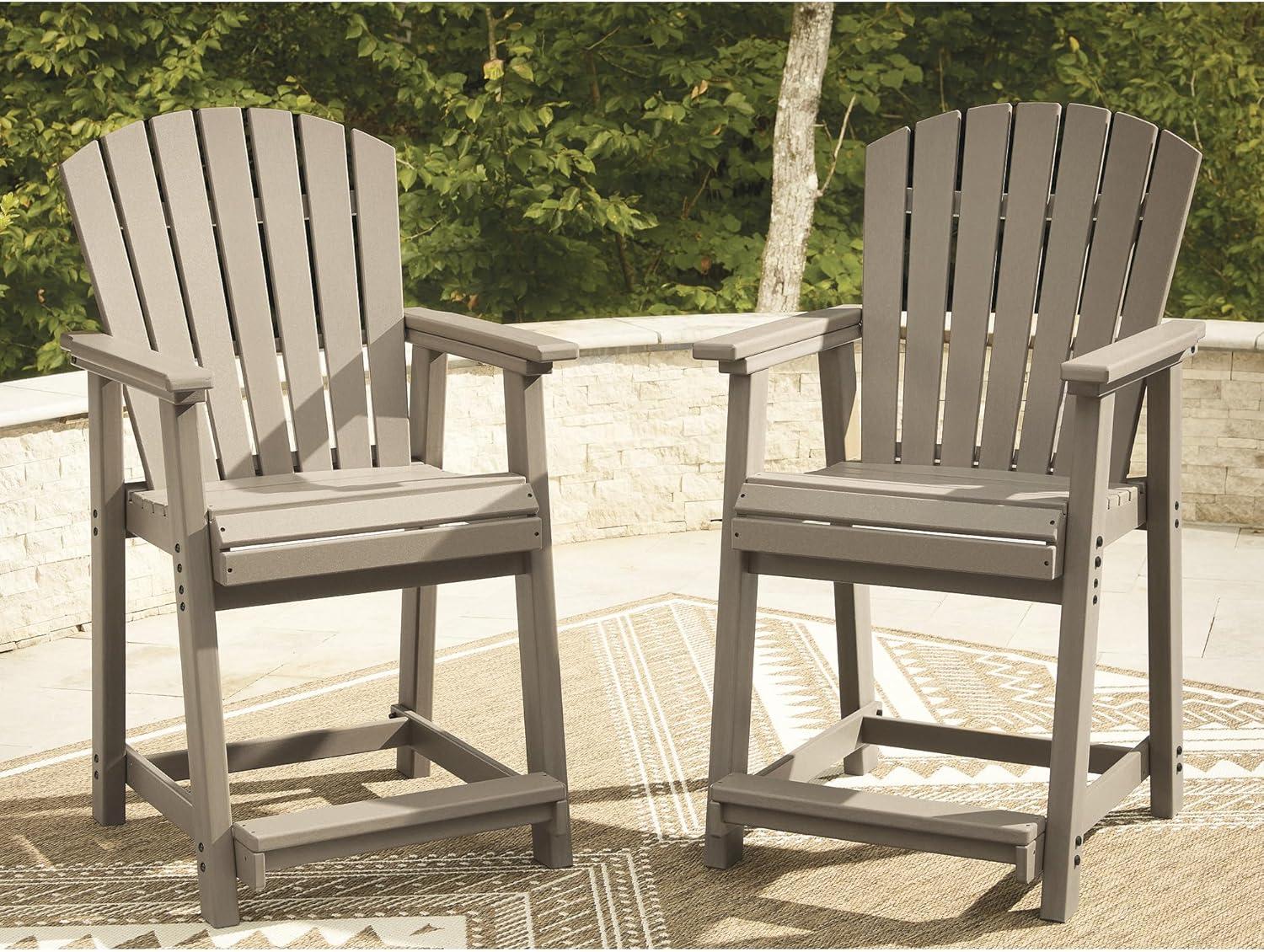 imageSignature Design by Ashley Sandy Dune Casual Weather Resistant Outdoor 25 Counter Height Bar Stool Set of 2 Medium Brown