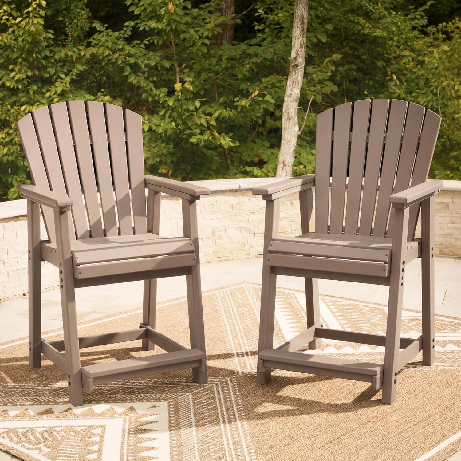 imageSignature Design by Ashley Sandy Dune Casual Weather Resistant Outdoor 25 Counter Height Bar Stool Set of 2 Medium Brown