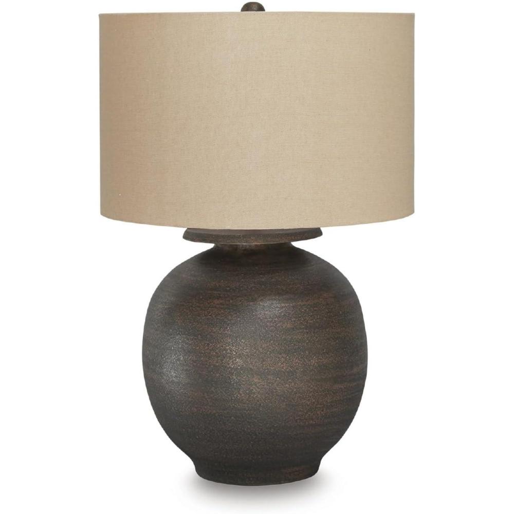 imageSignature Design by Ashley Jyllyard Contemporary Polyresin and Metal Table Lamp with 3Way Switch Light Brown amp MetallicAntique Brown