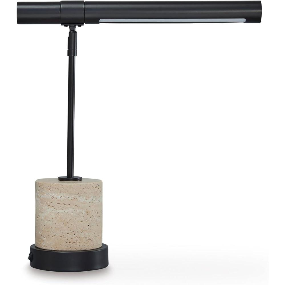 imageSignature Design by Ashley Jyllyard Contemporary Polyresin and Metal Table Lamp with 3Way Switch Light Brown amp MetallicBrownBeige