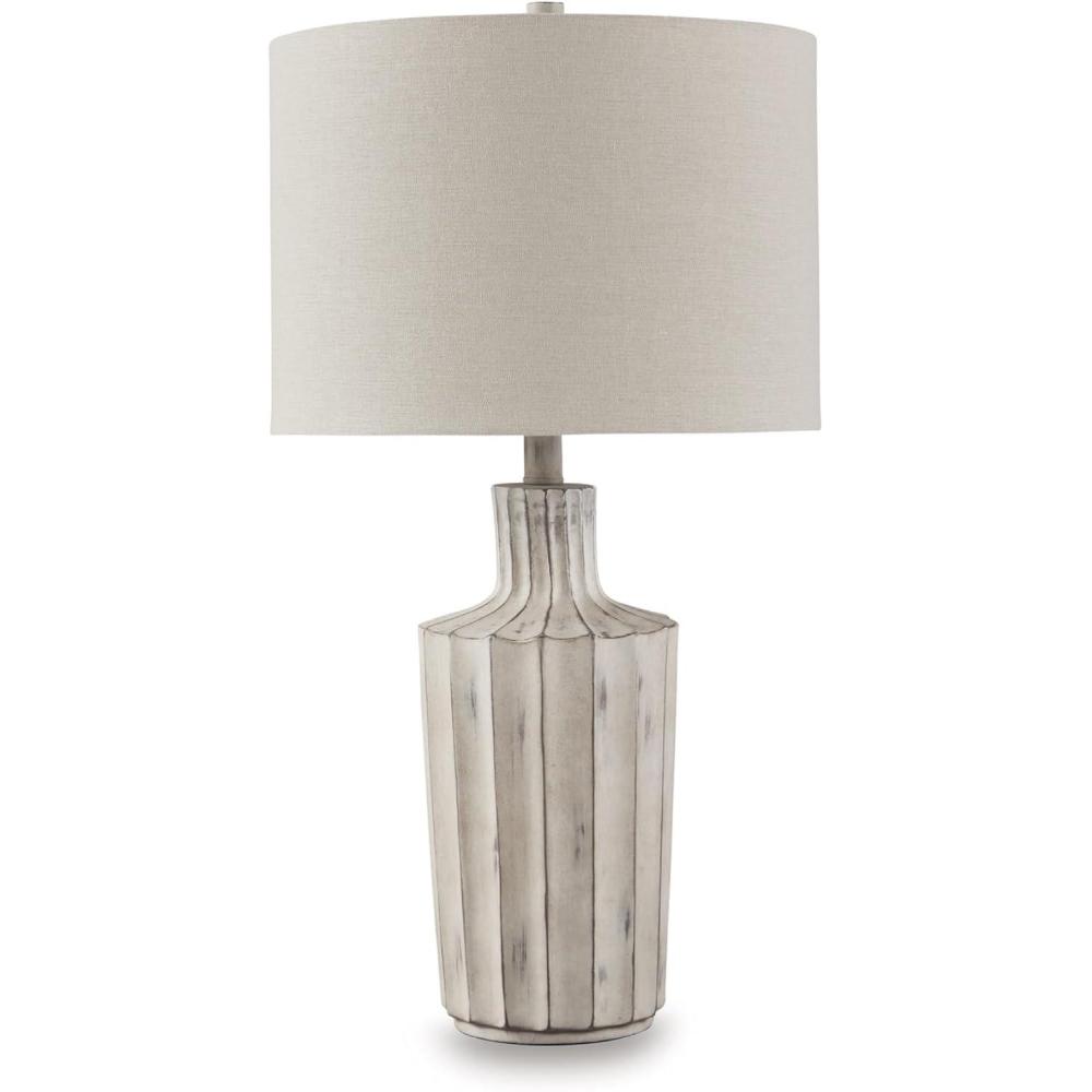 imageSignature Design by Ashley Jyllyard Contemporary Polyresin and Metal Table Lamp with 3Way Switch Light Brown amp MetallicDistressed Brown