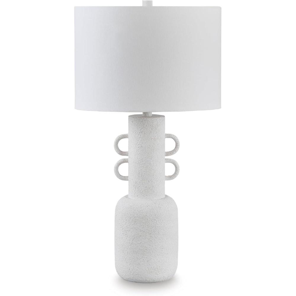 imageSignature Design by Ashley Jyllyard Contemporary Polyresin and Metal Table Lamp with 3Way Switch Light Brown amp MetallicDistressed White