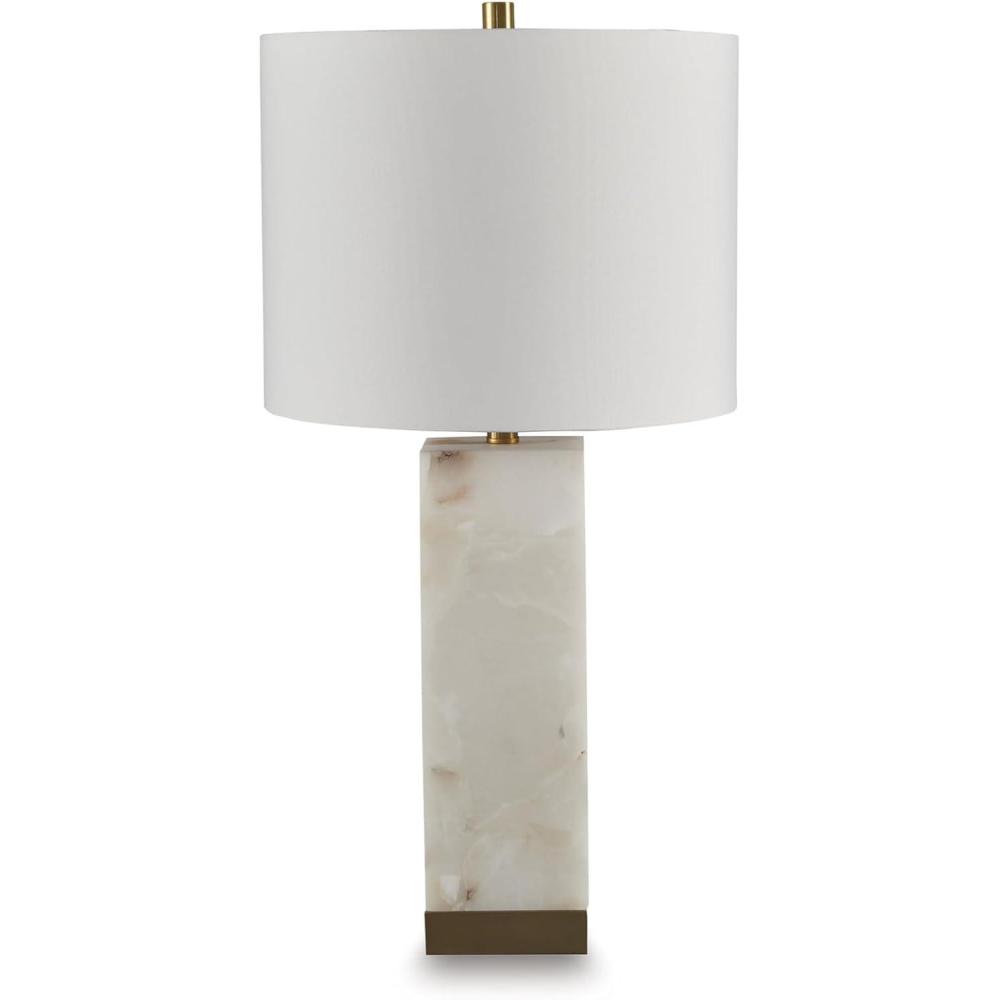 imageSignature Design by Ashley Jyllyard Contemporary Polyresin and Metal Table Lamp with 3Way Switch Light Brown amp MetallicWhiteGold Finish