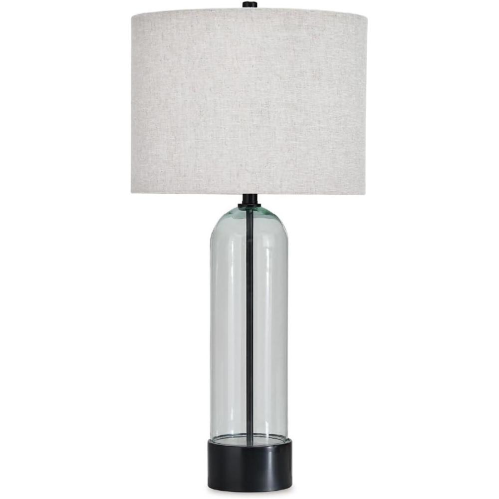 imageSignature Design by Ashley Kerrbrook Industrial Table Lamp with 3Way Switch and Drum Shade Glass amp Black