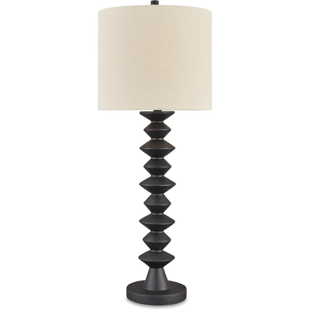 imageSignature Design by Ashley Luanndon Modern Polyresin Buffet Lamp with 3Way Switch Black amp Beige