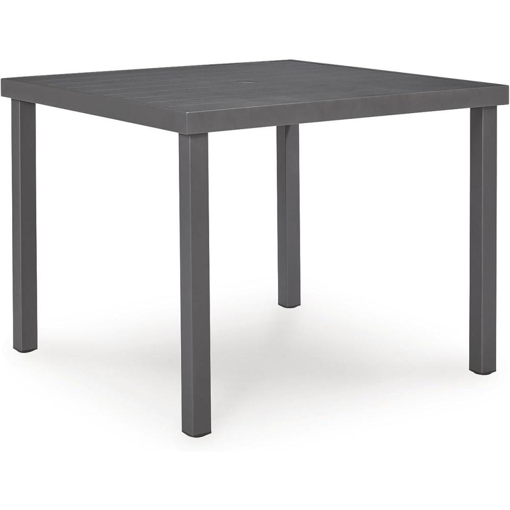 imageSignature Design by Ashley Point Bonita Modern Weather Resistant Outdoor Dining Table with Umbrella Hole Gray