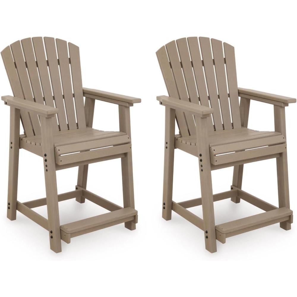 imageSignature Design by Ashley Sandy Dune Casual Weather Resistant Outdoor 25 Counter Height Bar Stool Set of 2 Medium Brown